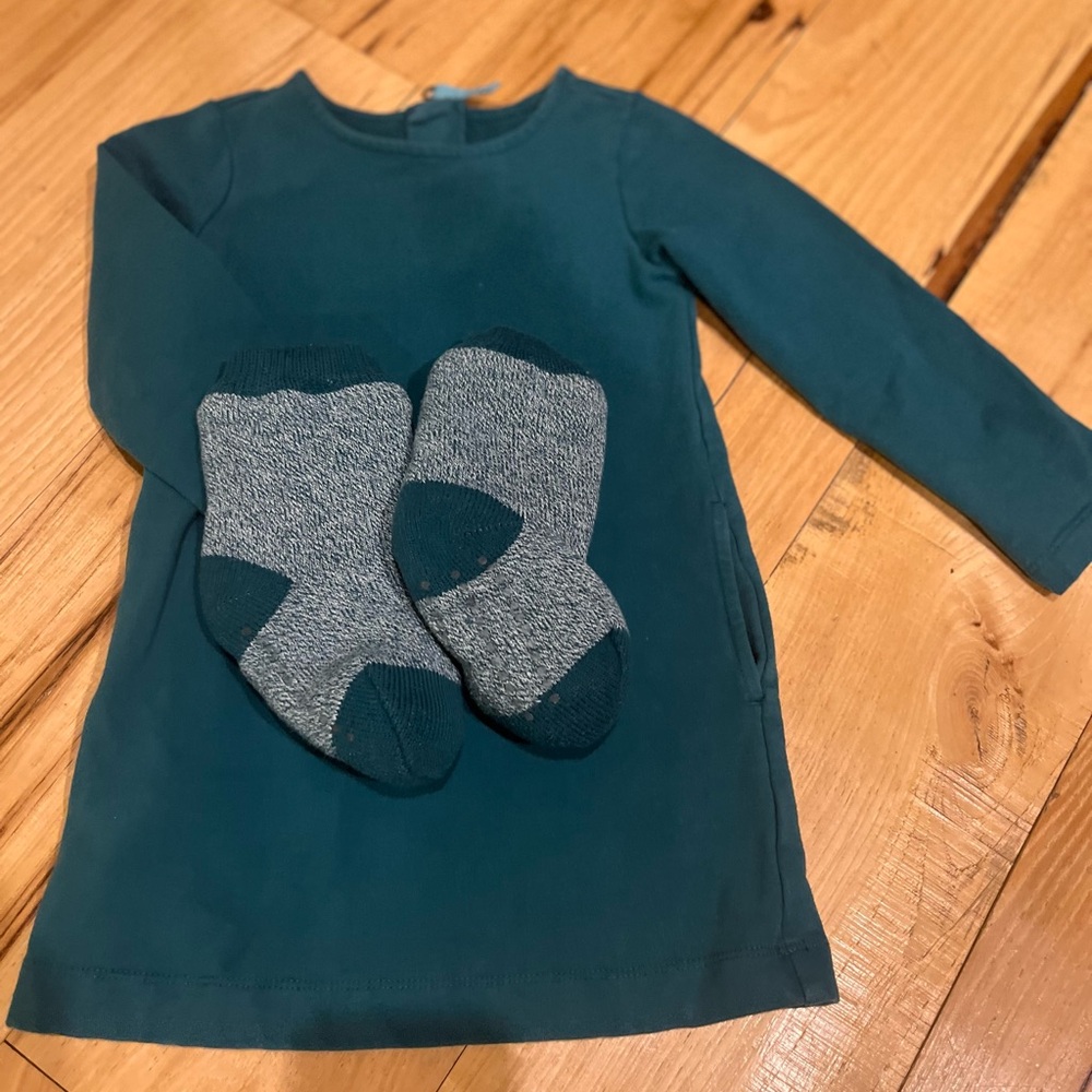 Bundle of Primary Forest Casual Dress and Slipper Socks